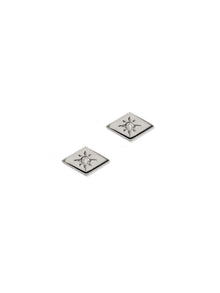 Jac+Jo Icon Vintage Star Rhombus Studs | White Sapphire | 925 Rhodium Plated Sterling Silver