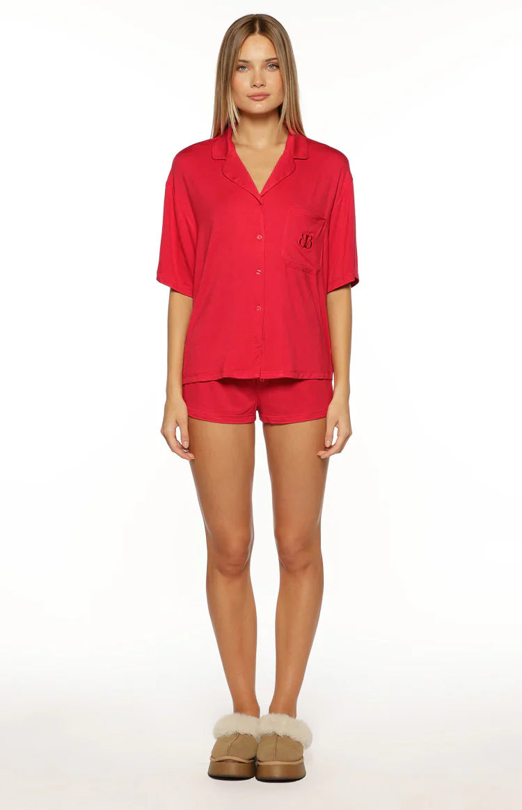 Jamey Mini Pajama Shorts | Burgundy