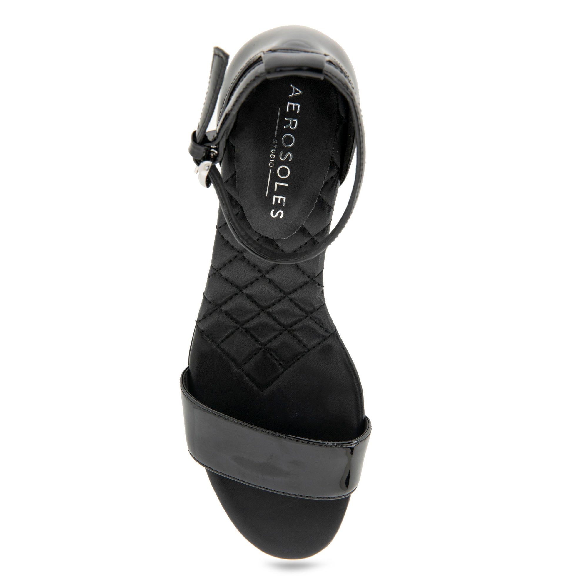 Jazzy Sandal Dress Sculpted | Black Patent Faux Leather