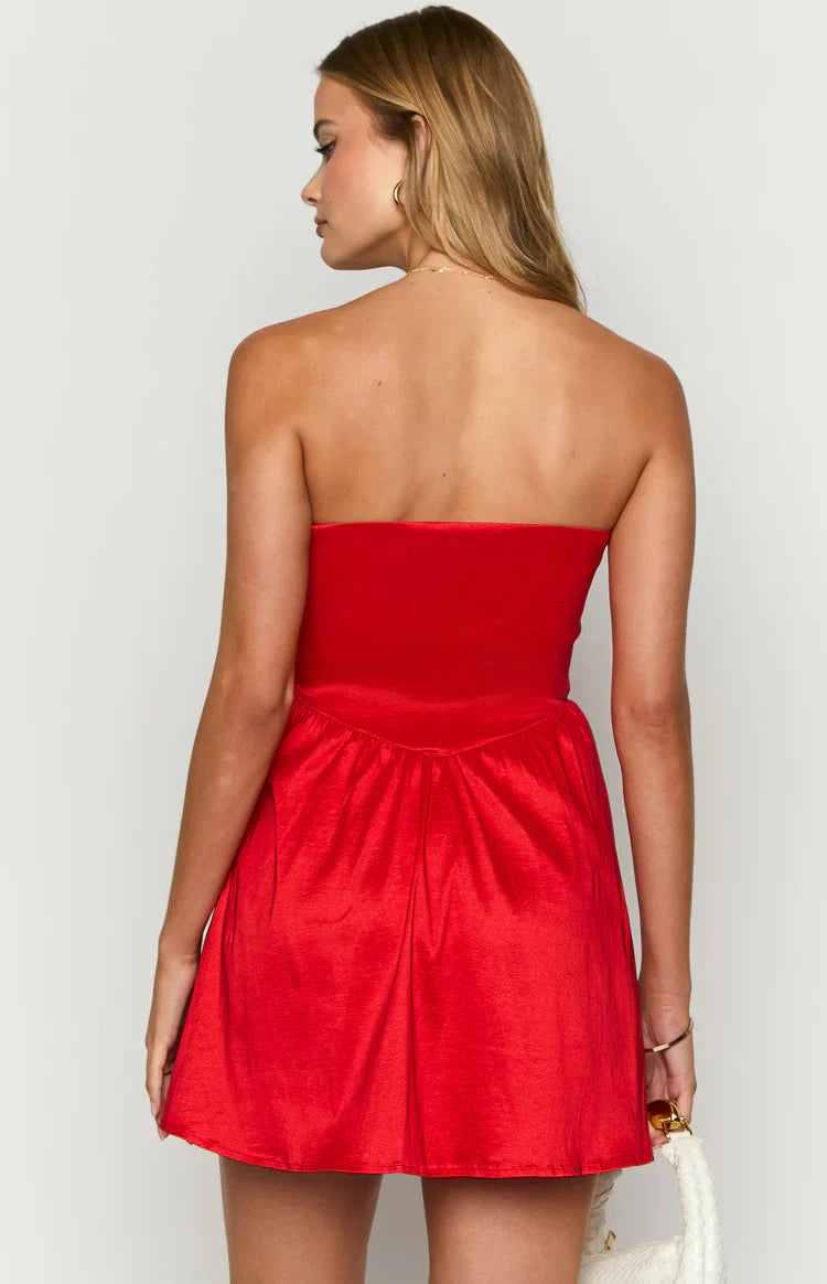 Jared Strapless Mini Dress | Red