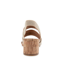 Chara Sandal Dress Block Heel | Gold Metallic Elastic Fabric