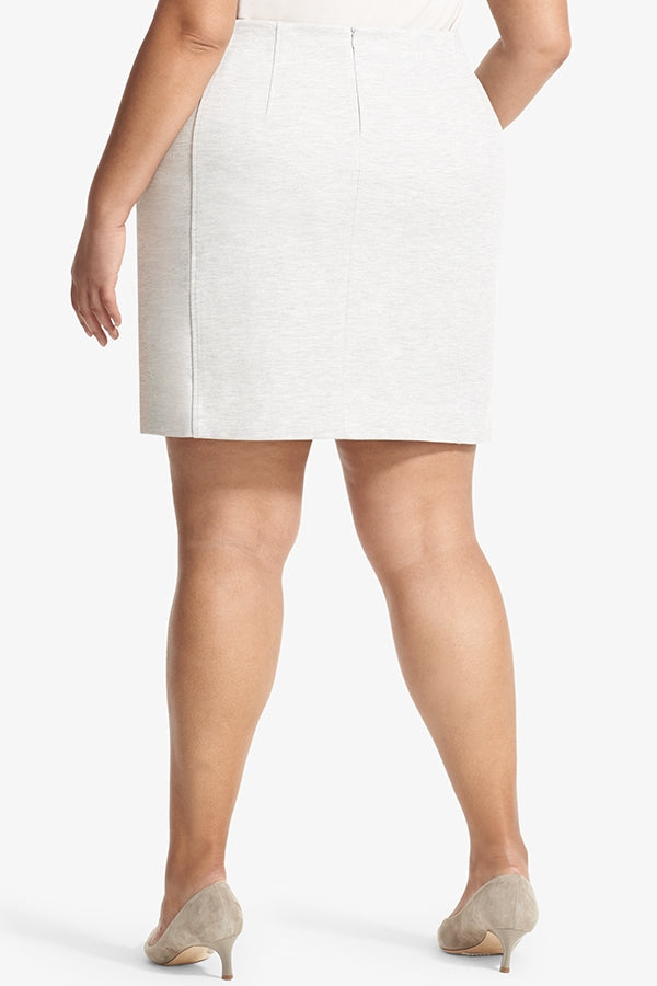 Back image of a woman standing wearing the Crosby Twill Ponte in Light Heather Grey | Plus Hover | Exclude | Grid Hover