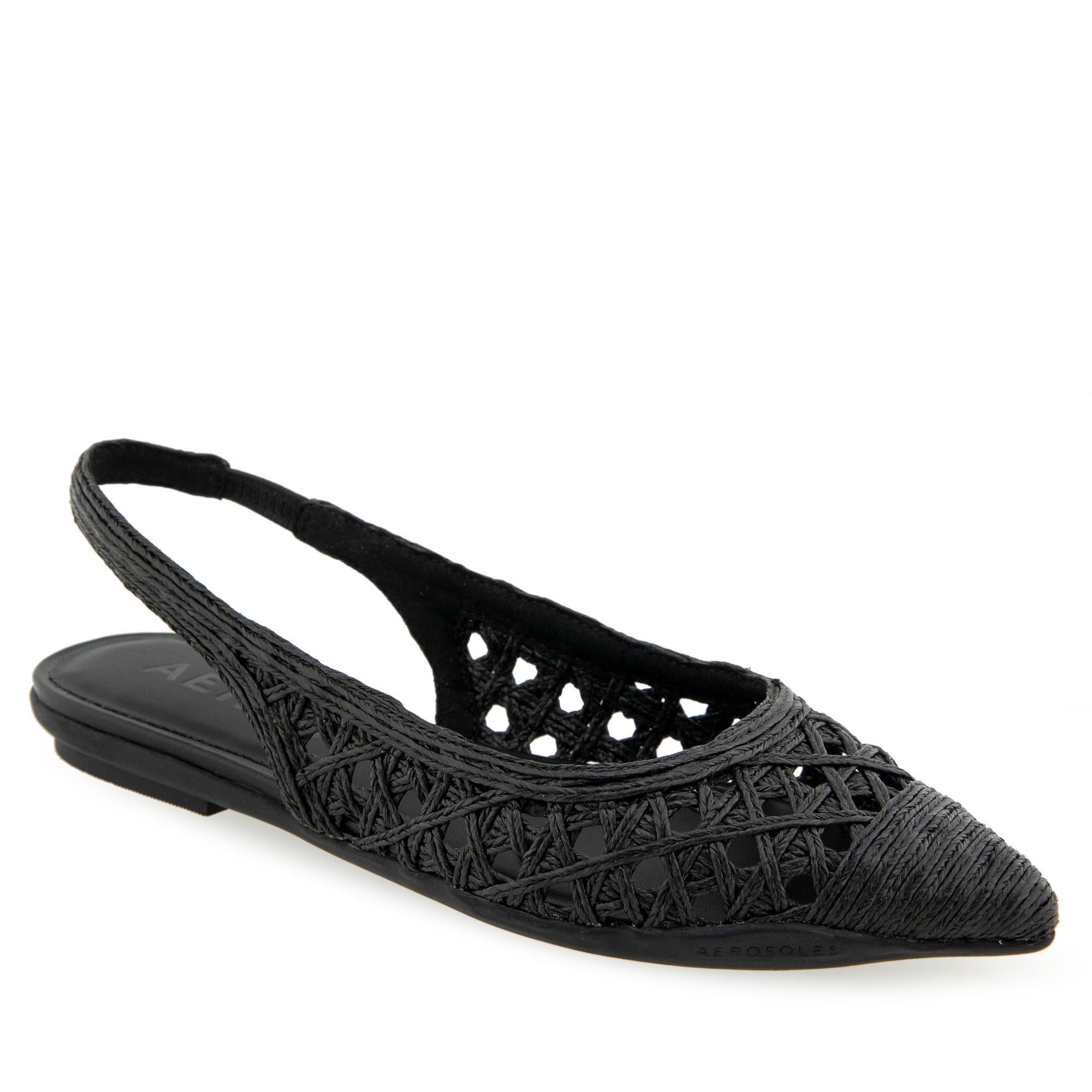 Diego Dress Flat | Black Embroidered Raffia