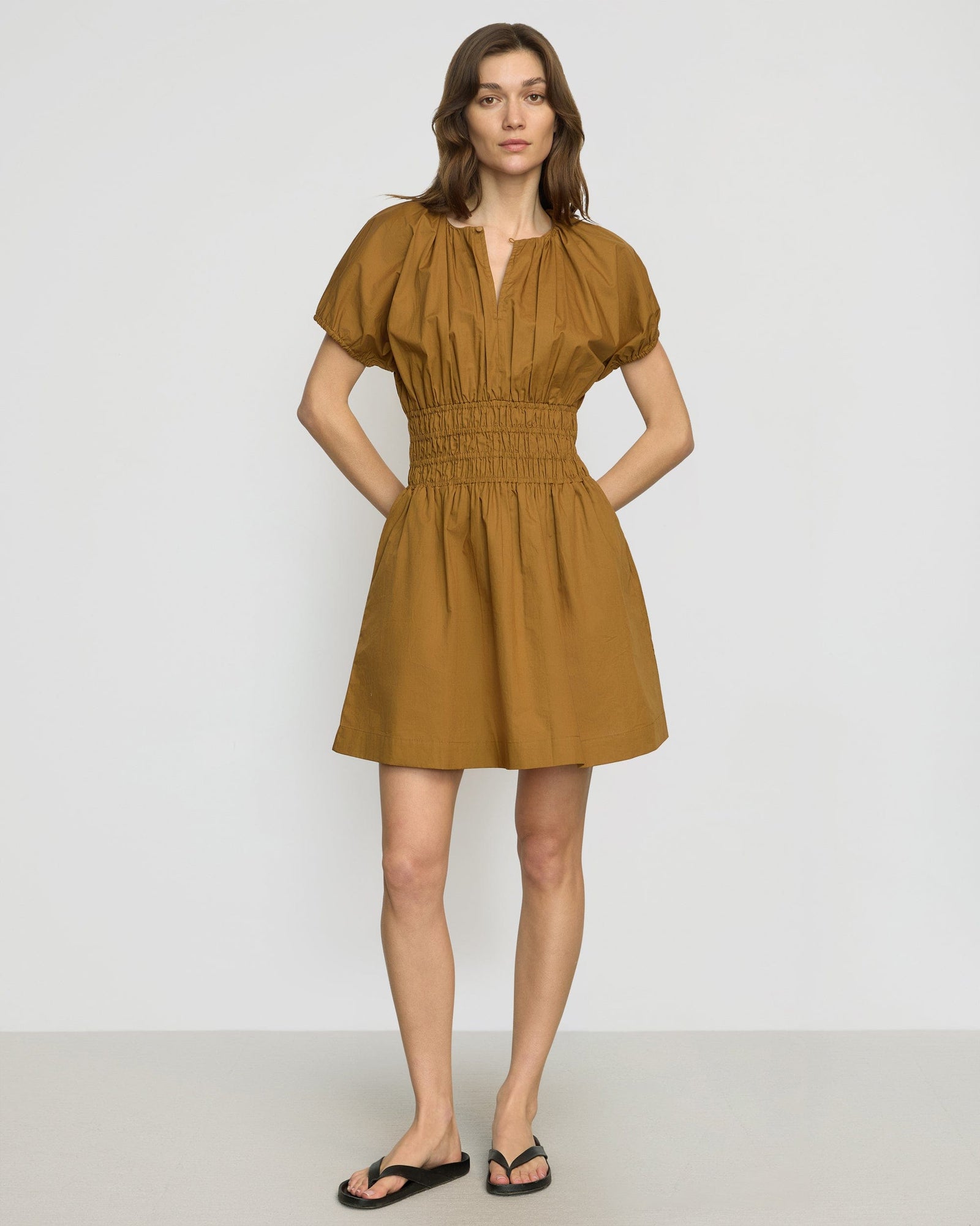 Renee | Kaci Cinched-Waist Organic Cotton Dress in Size Small