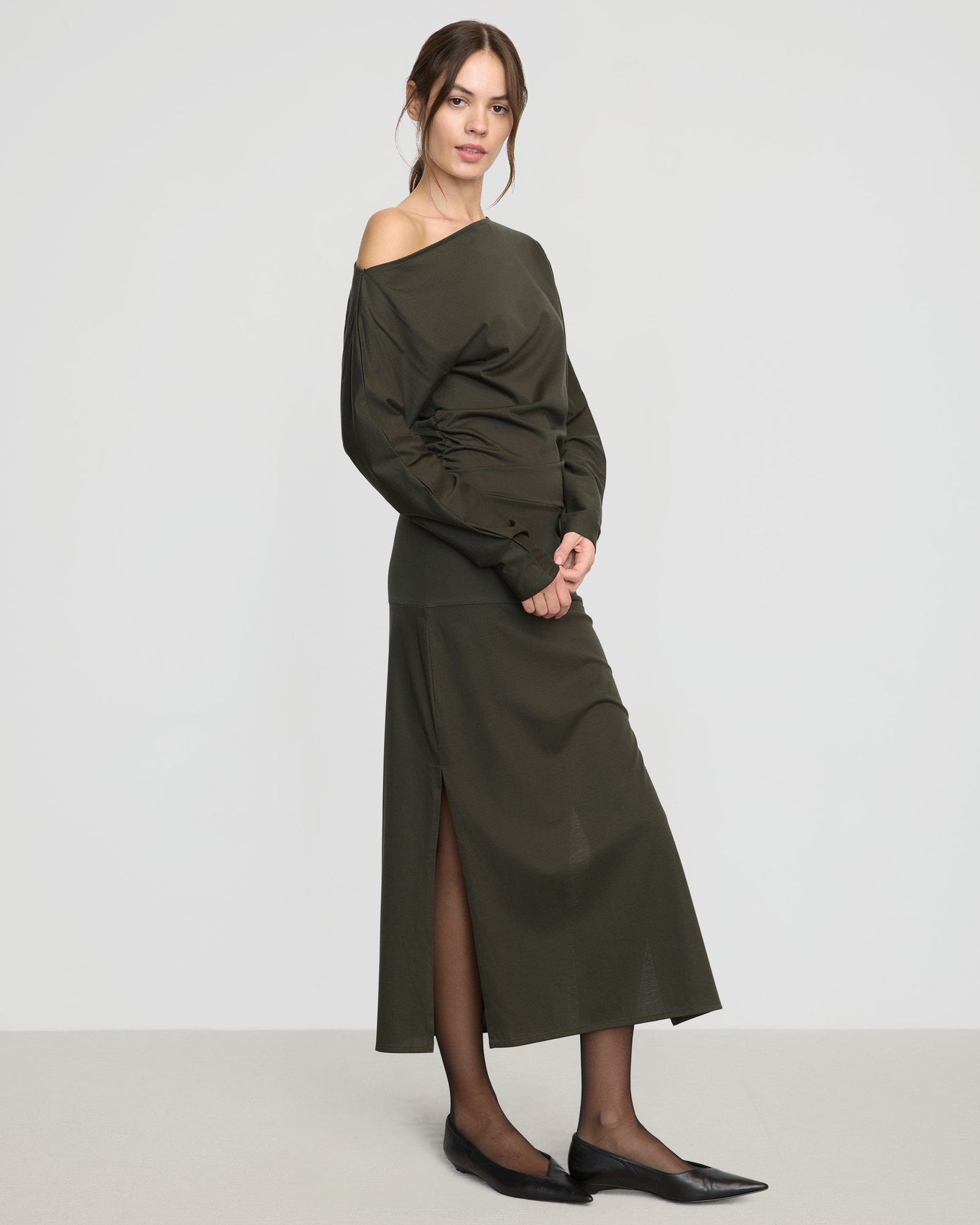Beate | Kezia Off-Shoulder Satin Jersey Dress in Size Small