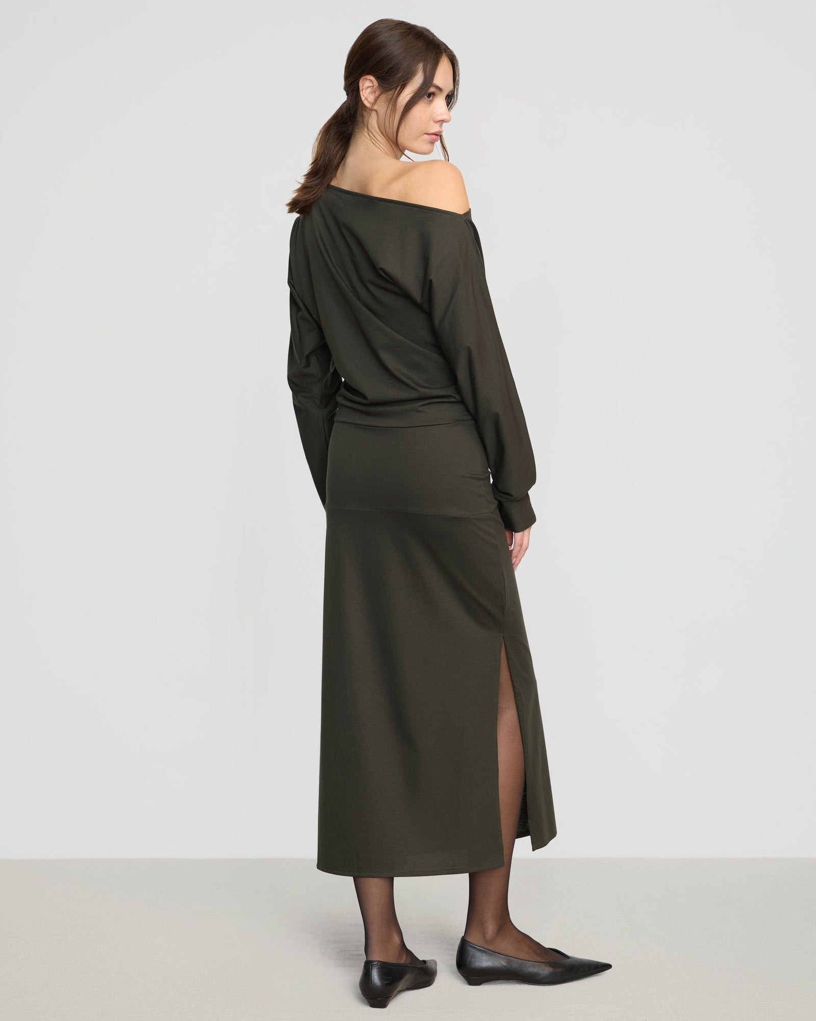 Beate | Kezia Off-Shoulder Satin Jersey Dress in Size Small