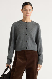 Kiri Cashmere Button Sweater | Charcoal