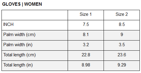 Product size guide