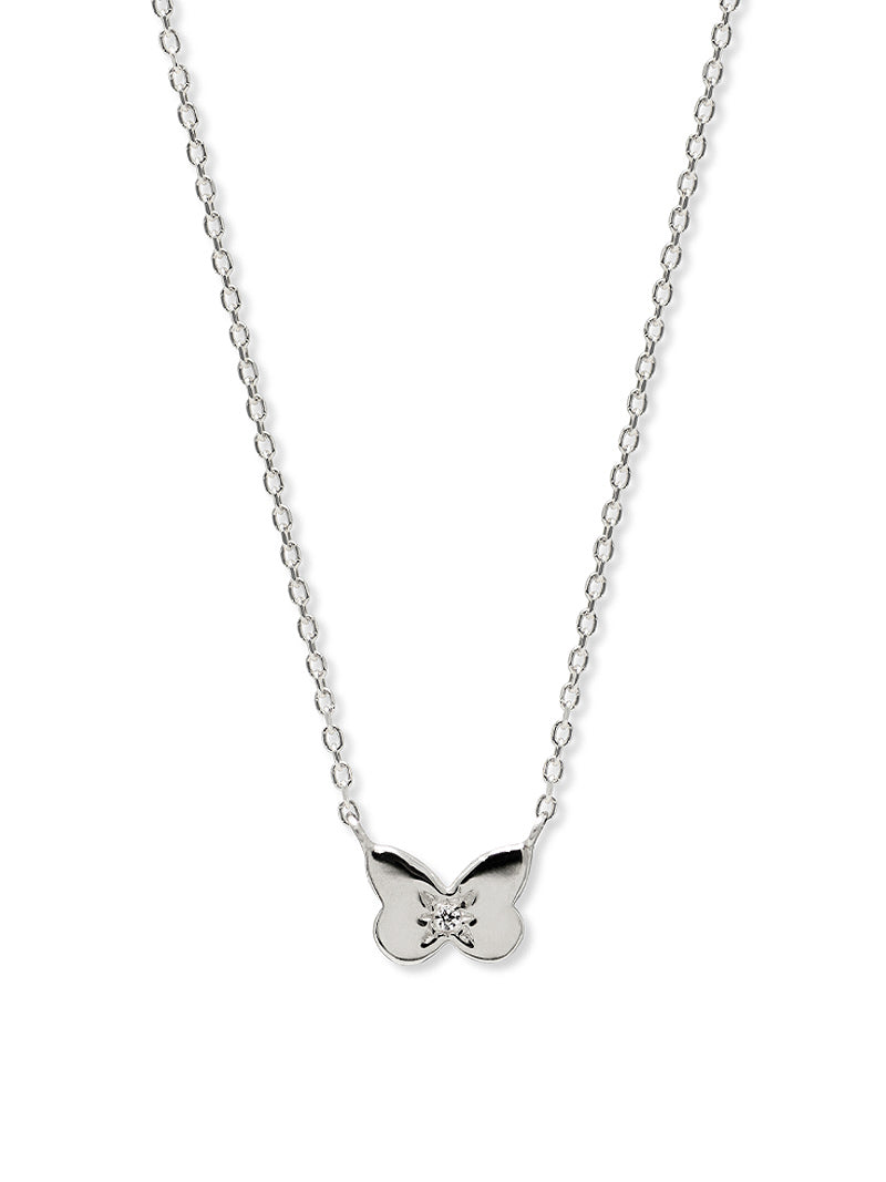 Jac+Jo Amanda Butterfly Necklace | White Sapphire | 925 Rhodium Plated Sterling Silver