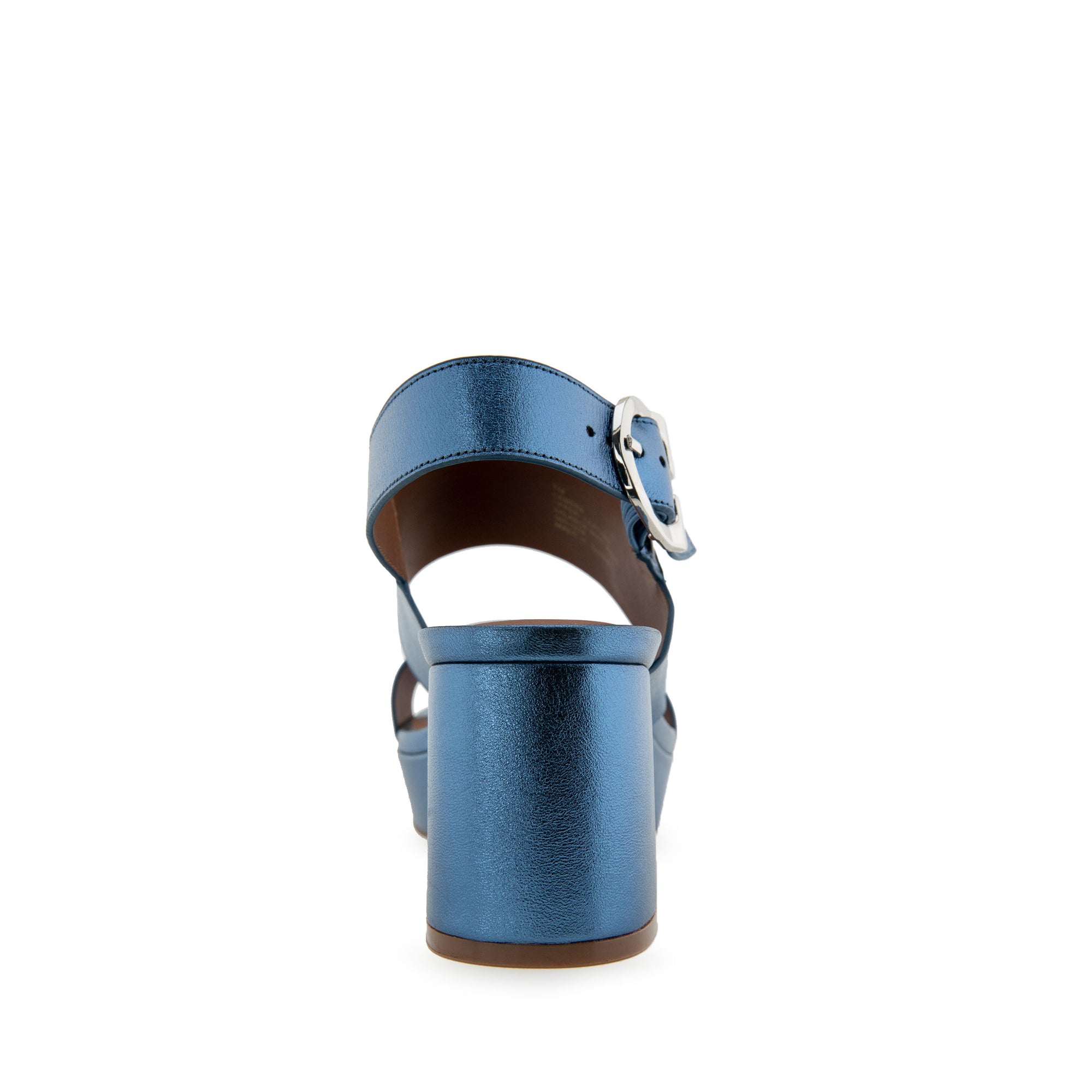 Camera Sandal Platform | Blue Metallic Leather
