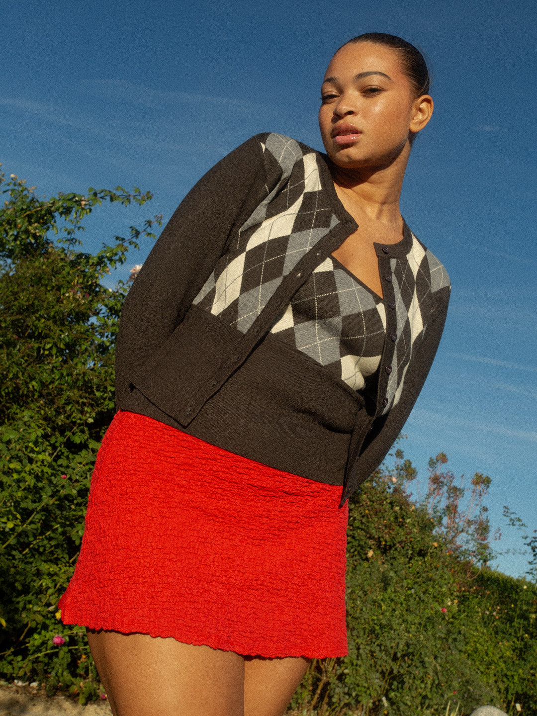 Emi Cardi | Grey Argyle