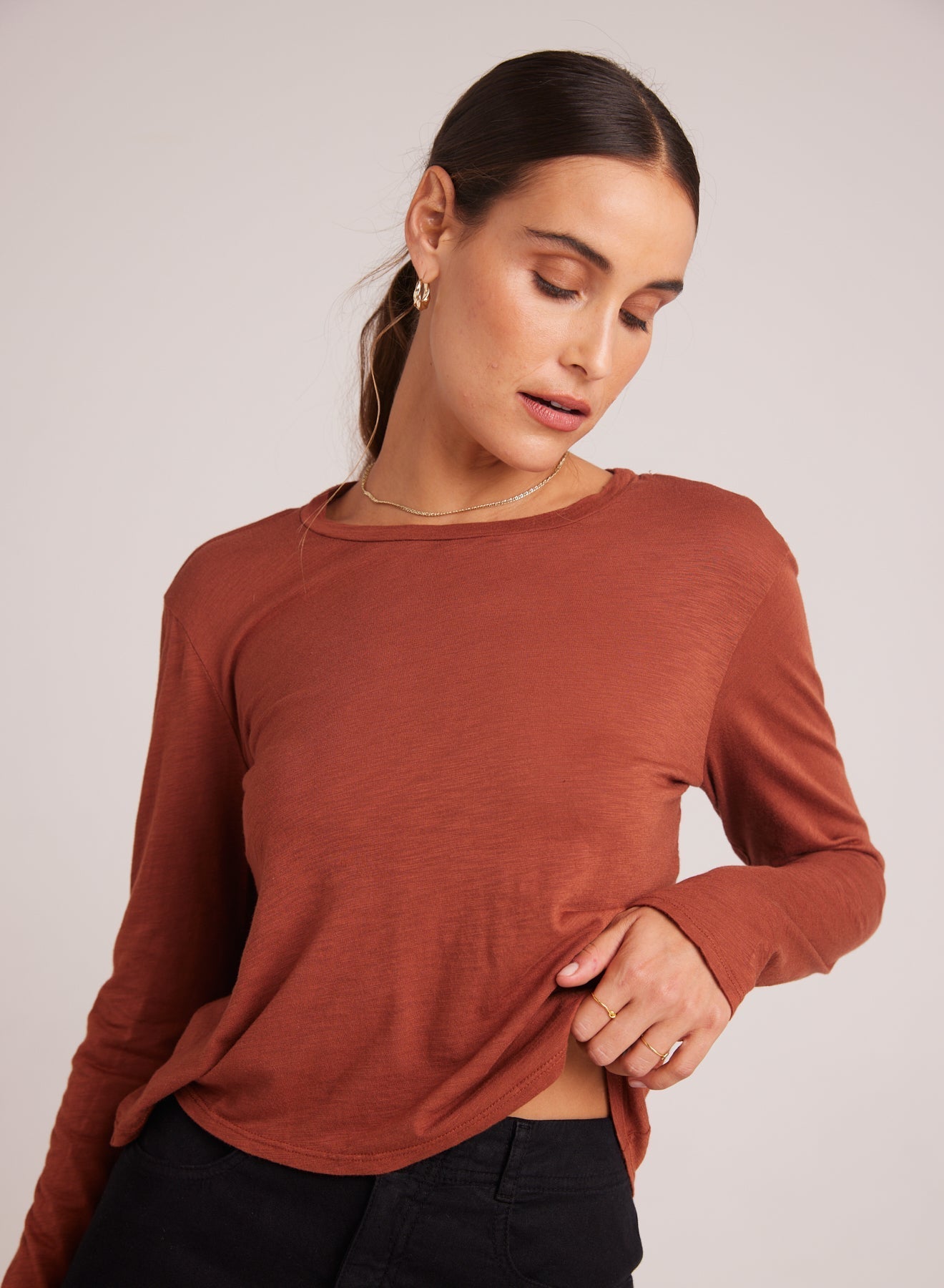 Long Sleeve Crew Neck Tee - Autumn Amber