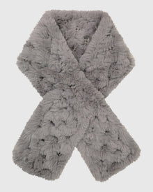 Fur-Free Rex Rabbit (Faux Fur) Knit Pull Through Scarf | Light Gray
