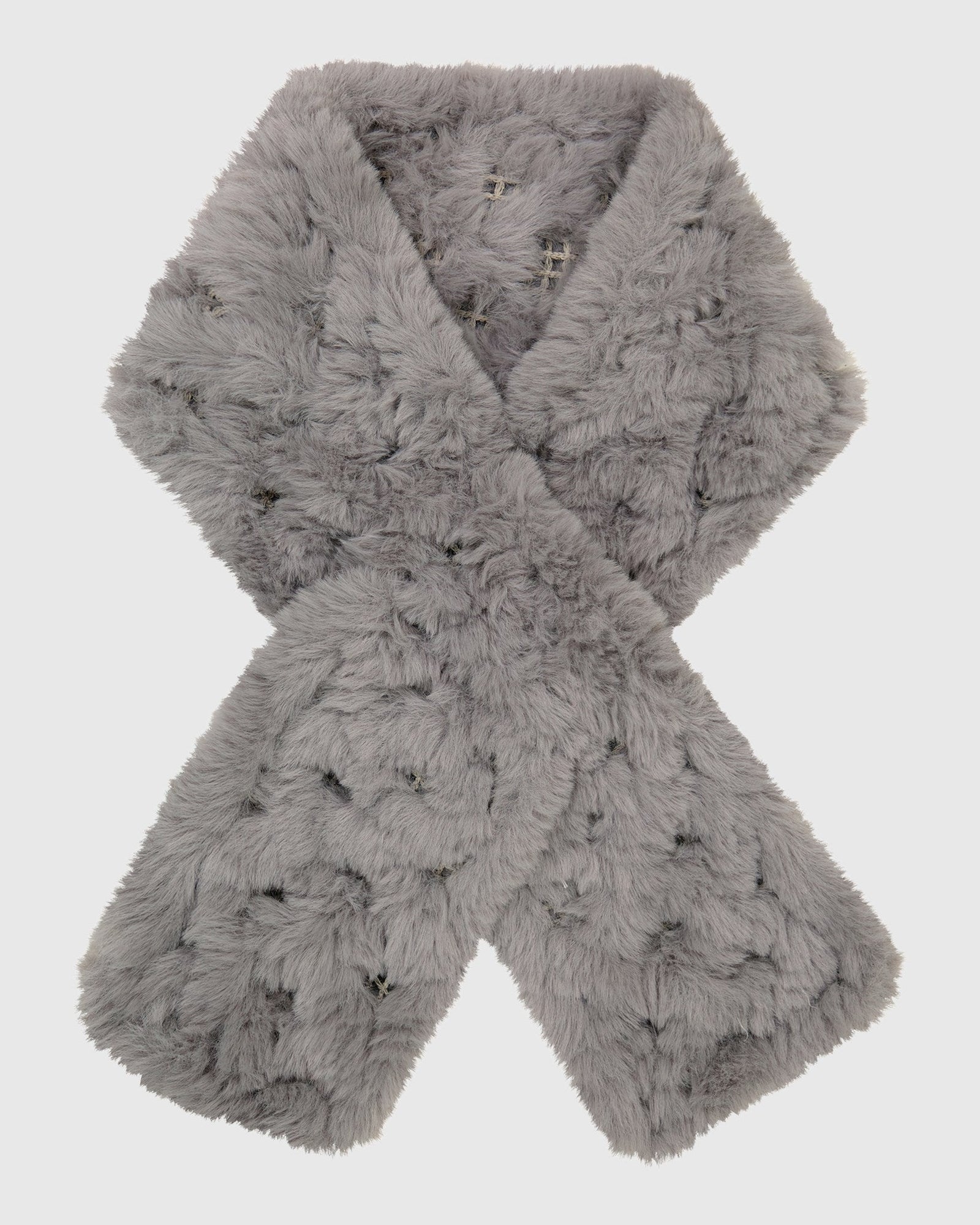 Fur-Free Rex Rabbit (Faux Fur) Knit Pull Through Scarf | Light Gray