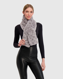 Fur-Free Rex Rabbit (Faux Fur) Knit Pull Through Scarf | Light Gray