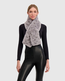 Fur-Free Rex Rabbit (Faux Fur) Knit Pull Through Scarf | Light Gray