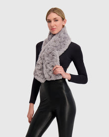 Fur-Free Rex Rabbit (Faux Fur) Knit Pull Through Scarf | Light Gray
