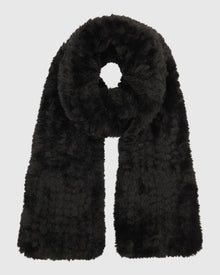 Fur-Free Rex Rabbit (Faux Fur) Knit Scarf | Black