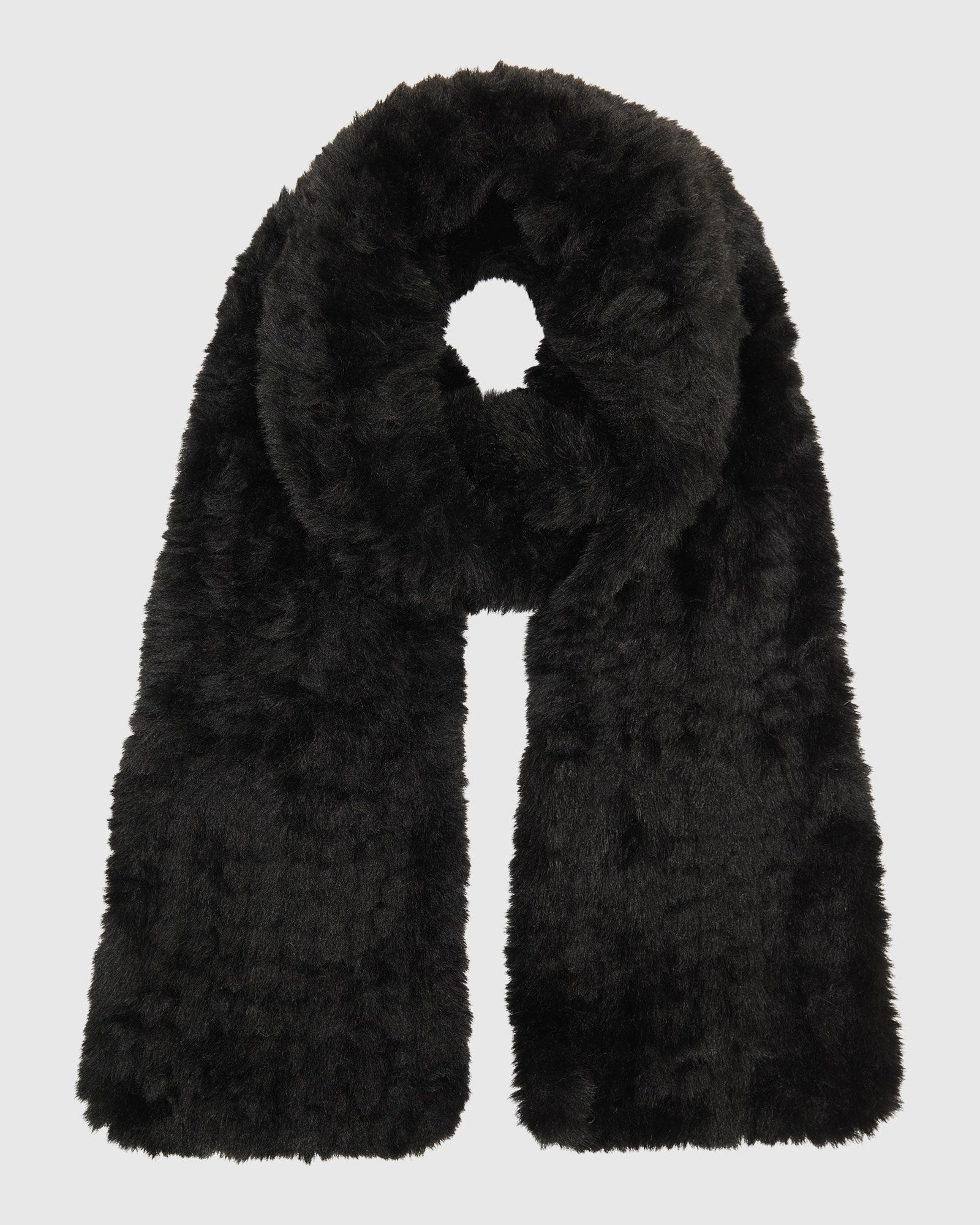 Fur-Free Rex Rabbit (Faux Fur) Knit Scarf | Black