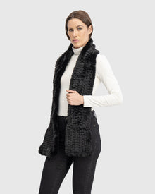 Fur-Free Rex Rabbit (Faux Fur) Knit Scarf | Black