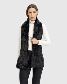 Fur-Free Rex Rabbit (Faux Fur) Knit Scarf | Black