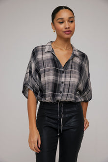 Flowy Tie Waist Shirt - High Desert Plaid