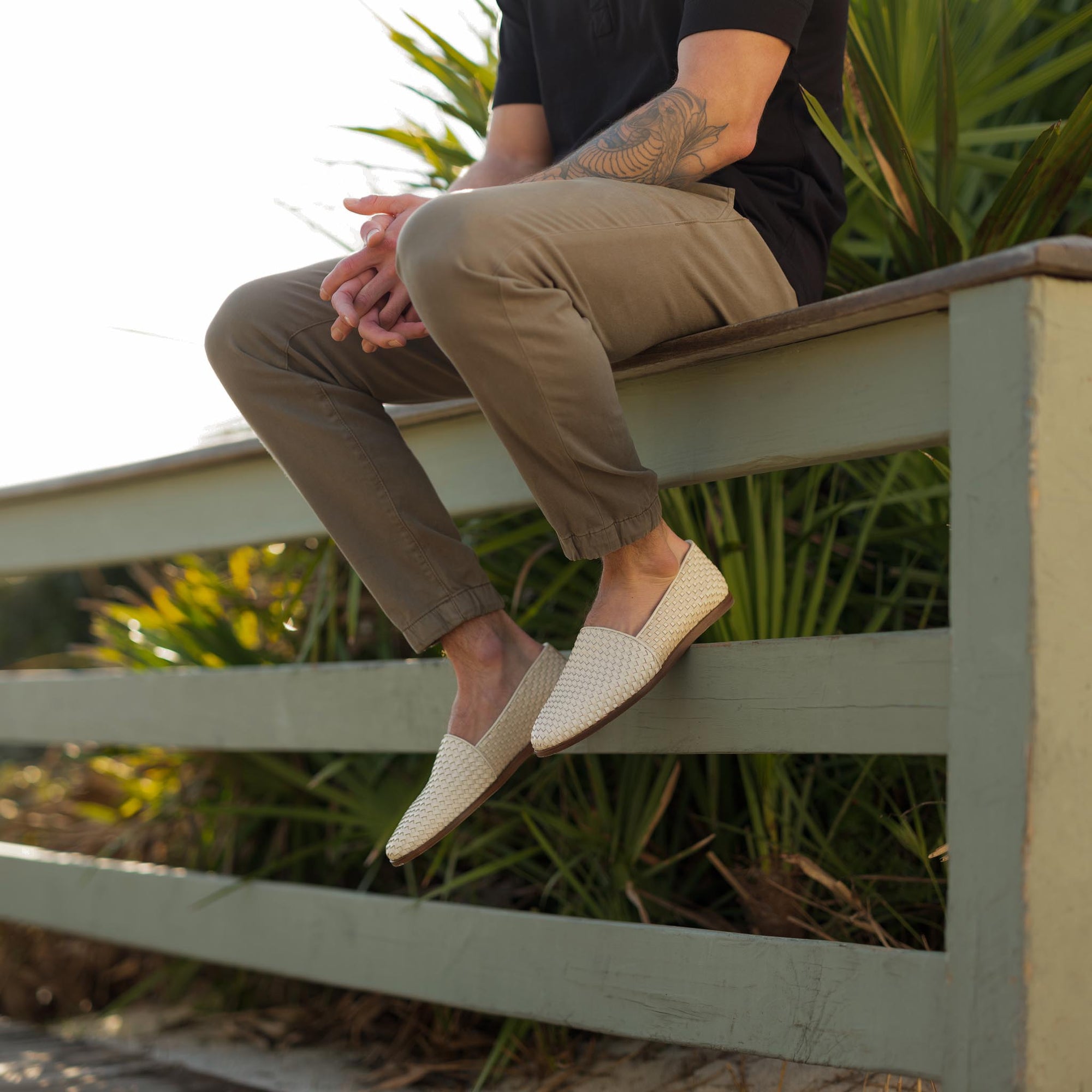 Image 1 of the Alejandro woven Slip on bone on model