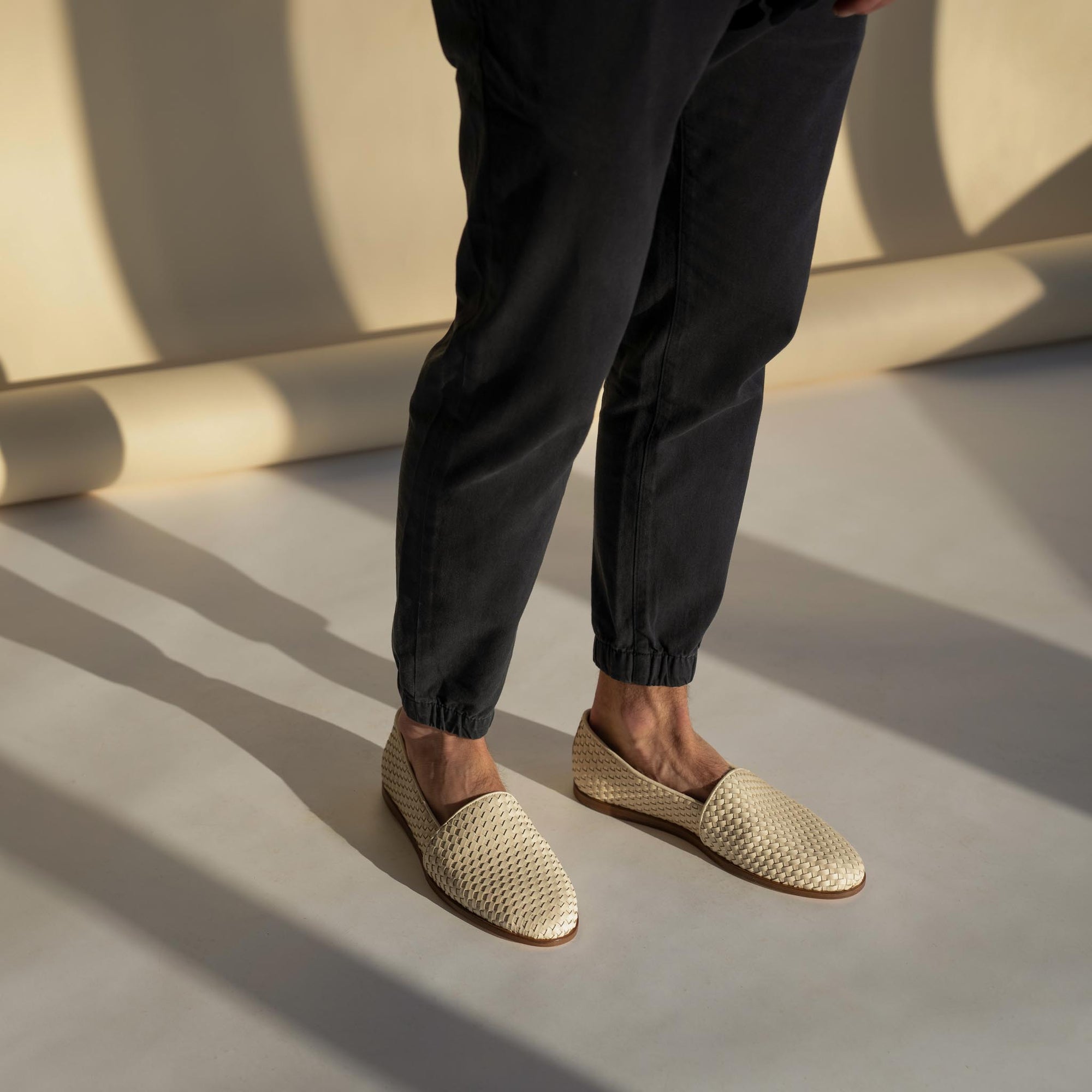 Image 4 of the Alejandro woven Slip on bone on model