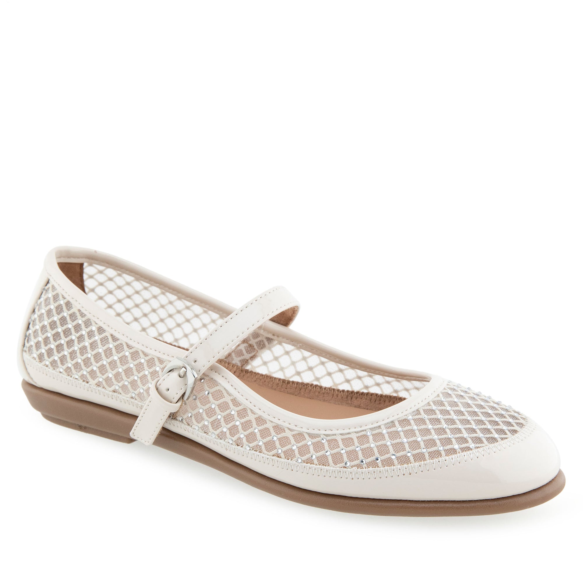 Baylee Casual Flat | Crystal/Eggnog Mesh Fabric