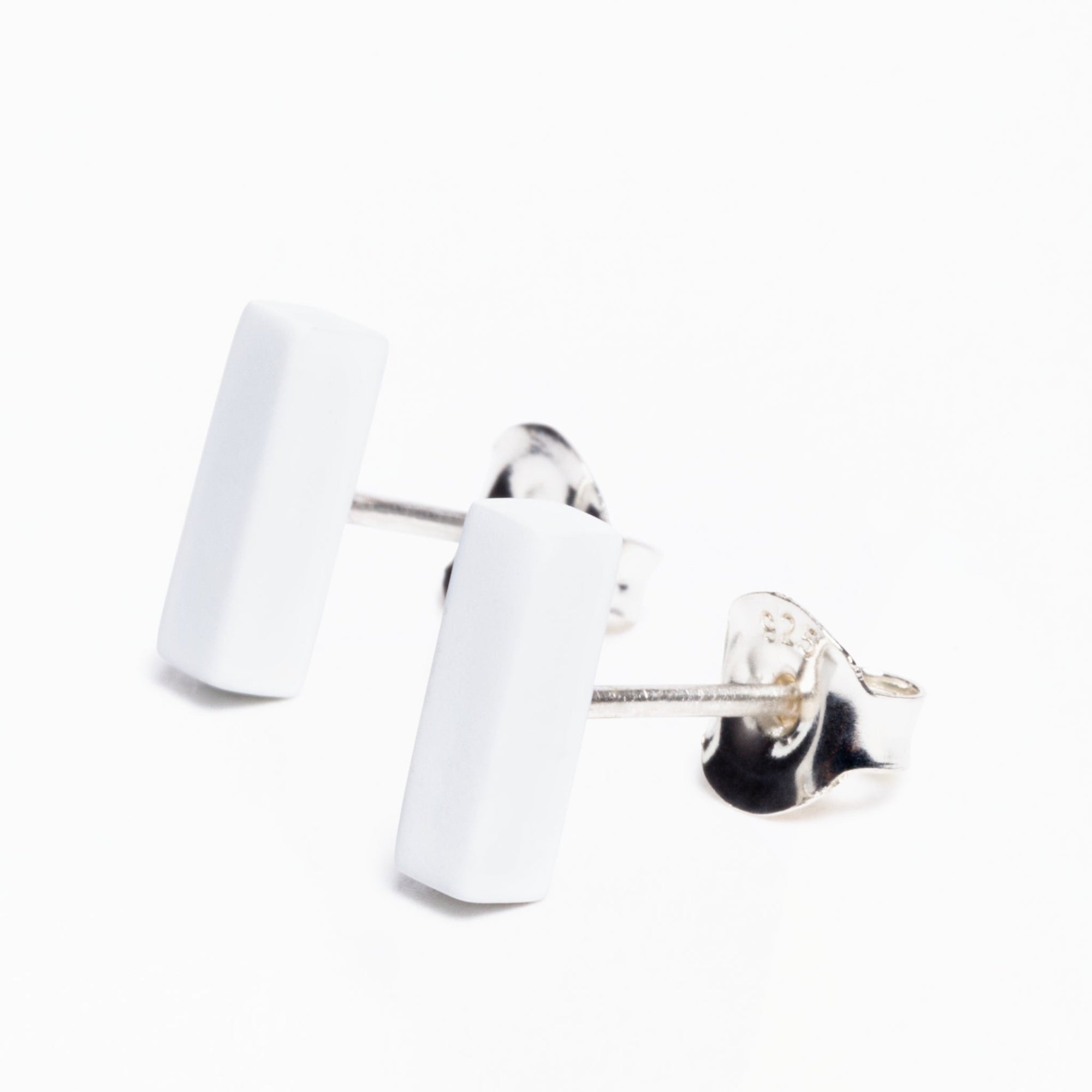 Bar Earrings | Sterling Silver | Matte White