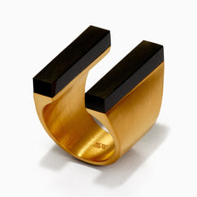Gamma Ring | 18K Gold Plated | Onyx