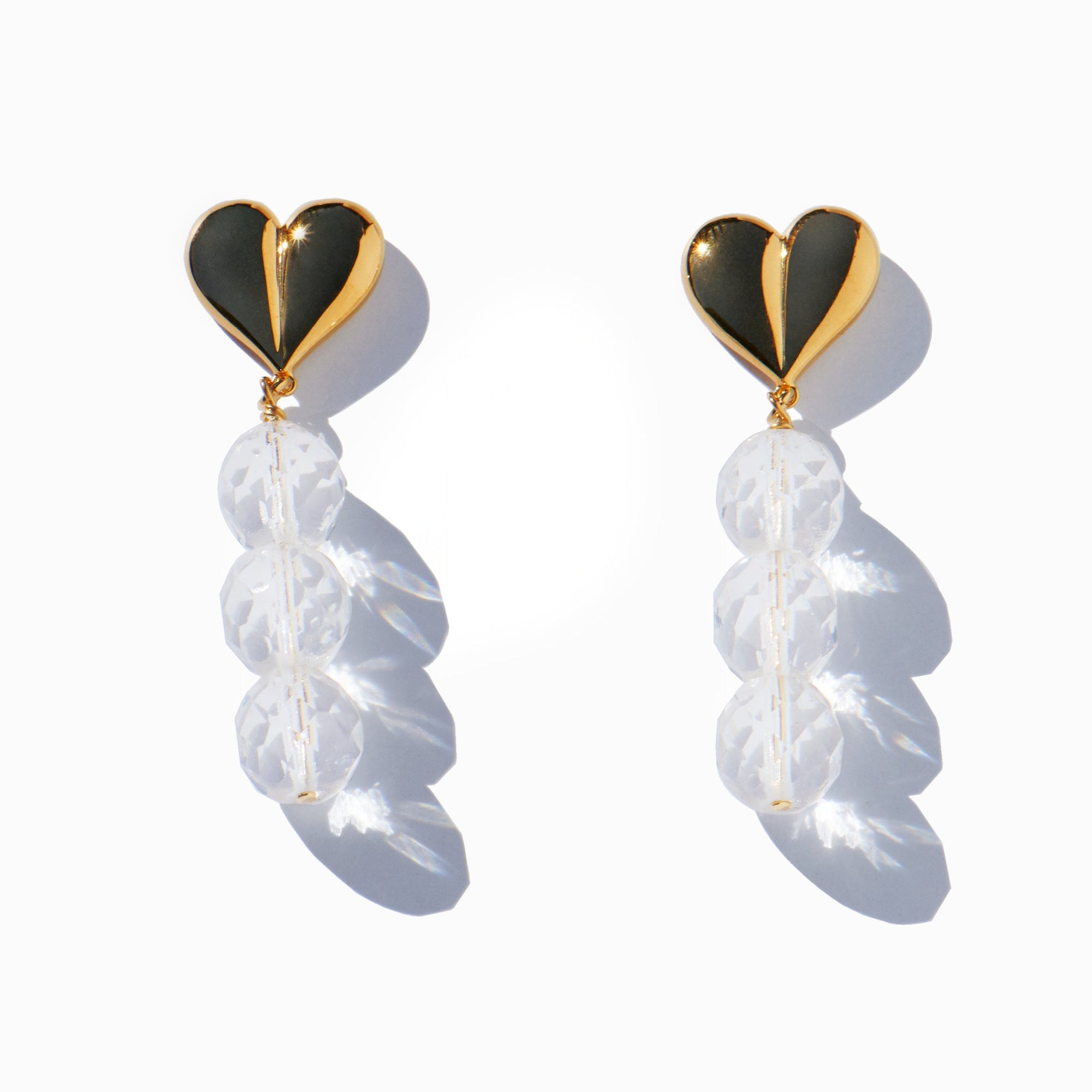 Heart Mini Earrings | 18K Gold Plated | Glass Beads