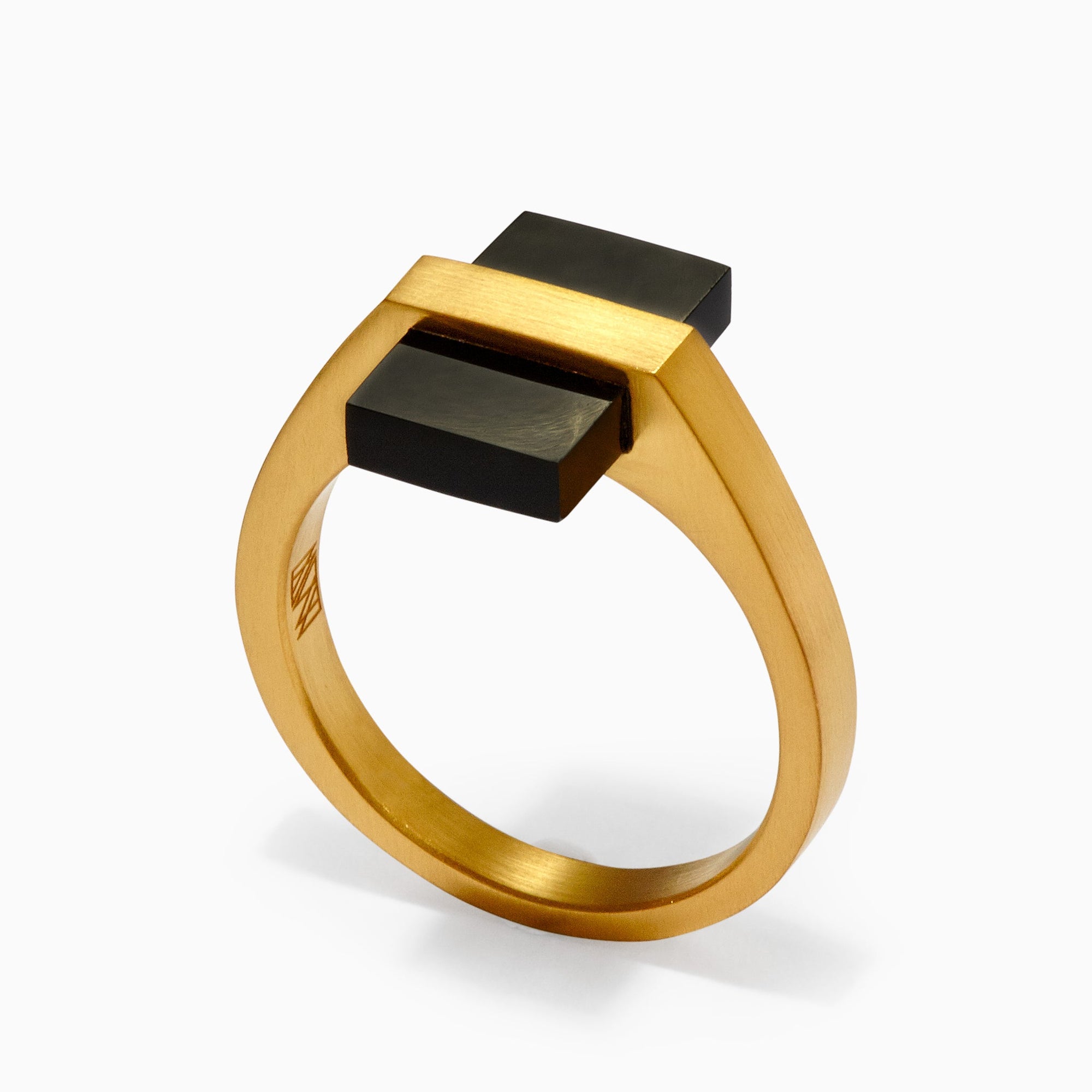 Inlay Ring | 18K Gold Plated | Onyx