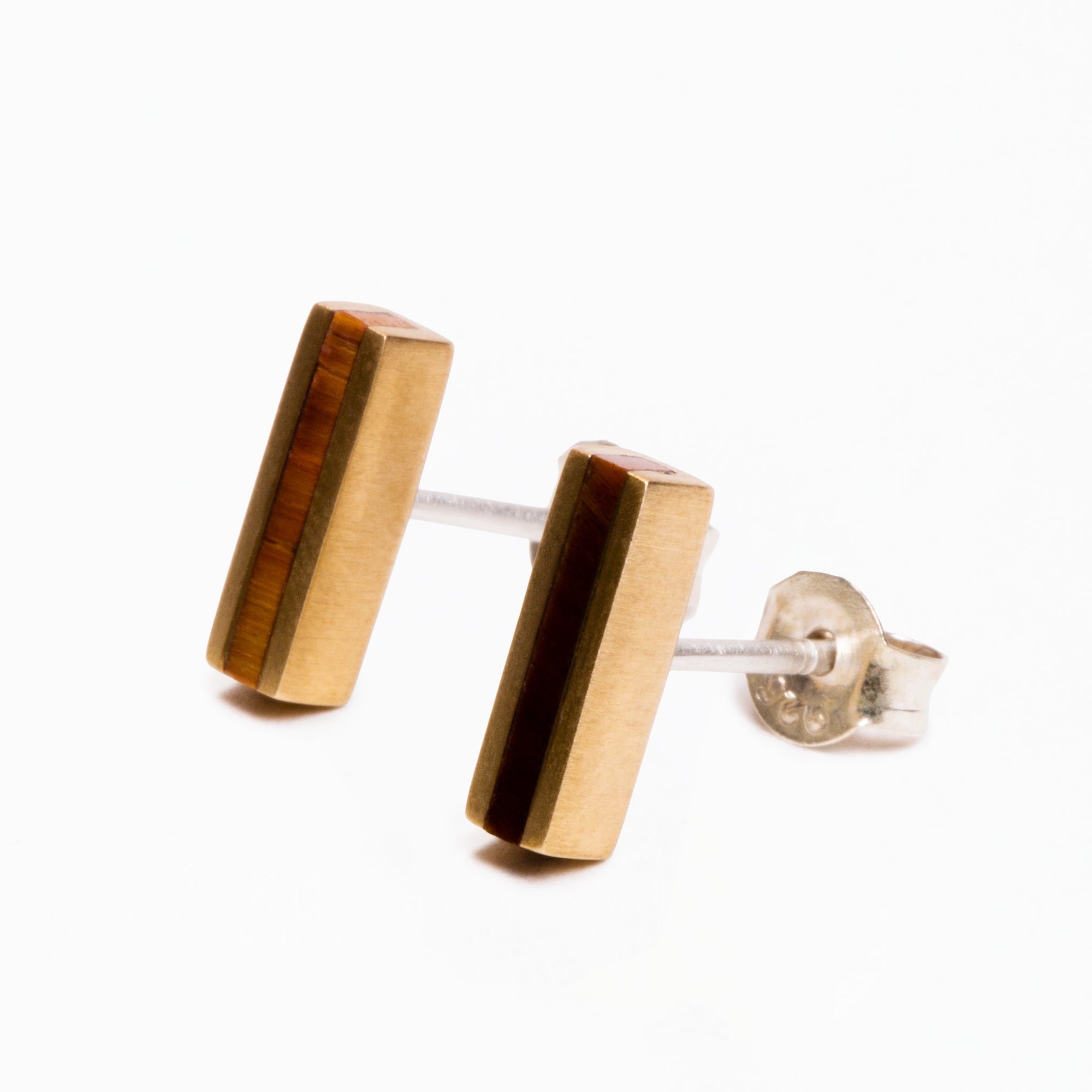 Line Earrings | Brass | Tiger's Eye