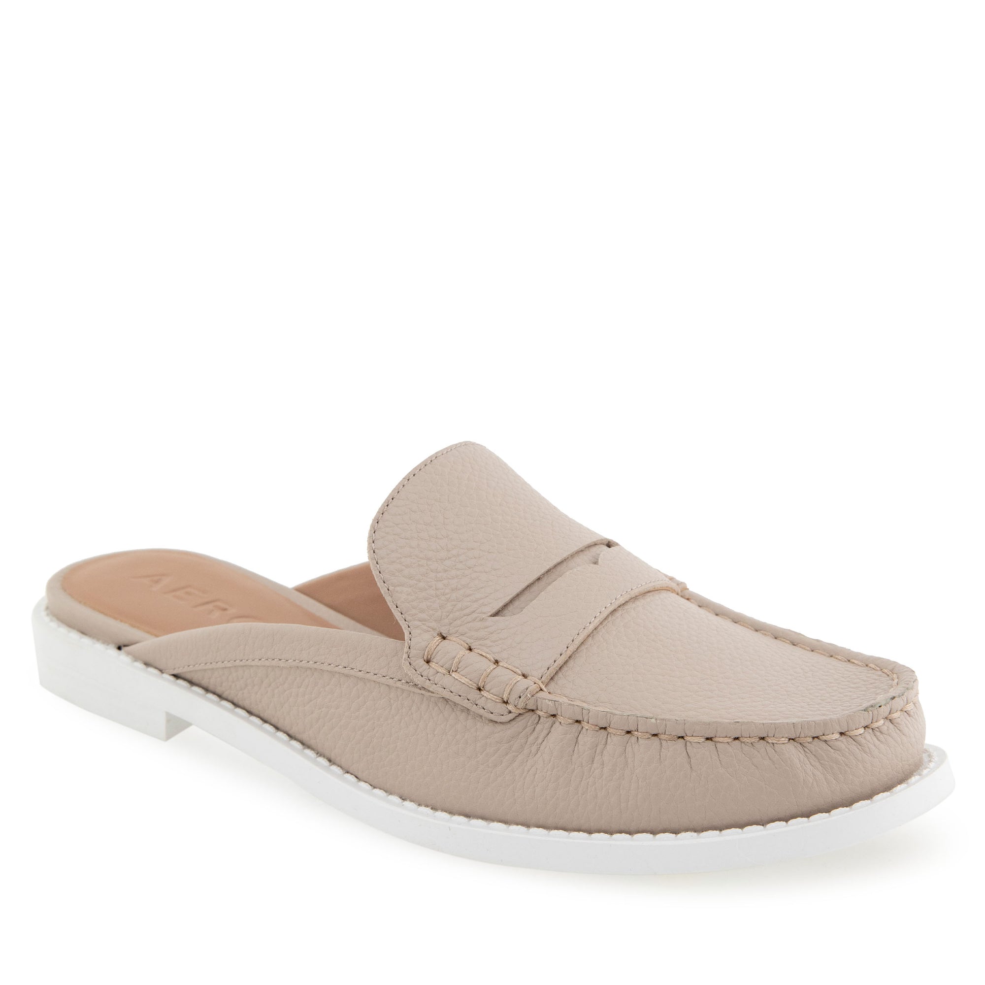 Salome Tailored Mule | Stone Pebbled Leather