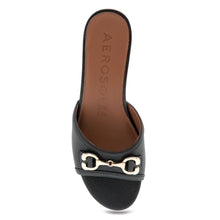 Wava Sandal Dress Wedge | Black Pebbled Faux Leather