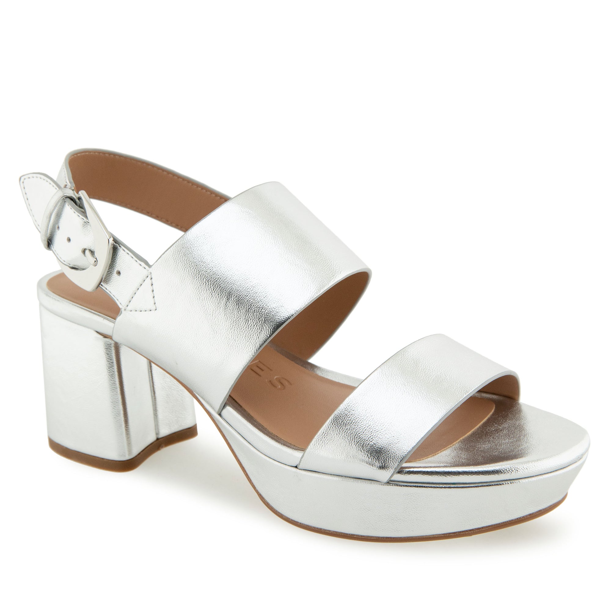 Camilia Sandal Platform | Silver Metallic Nappa Faux Leather