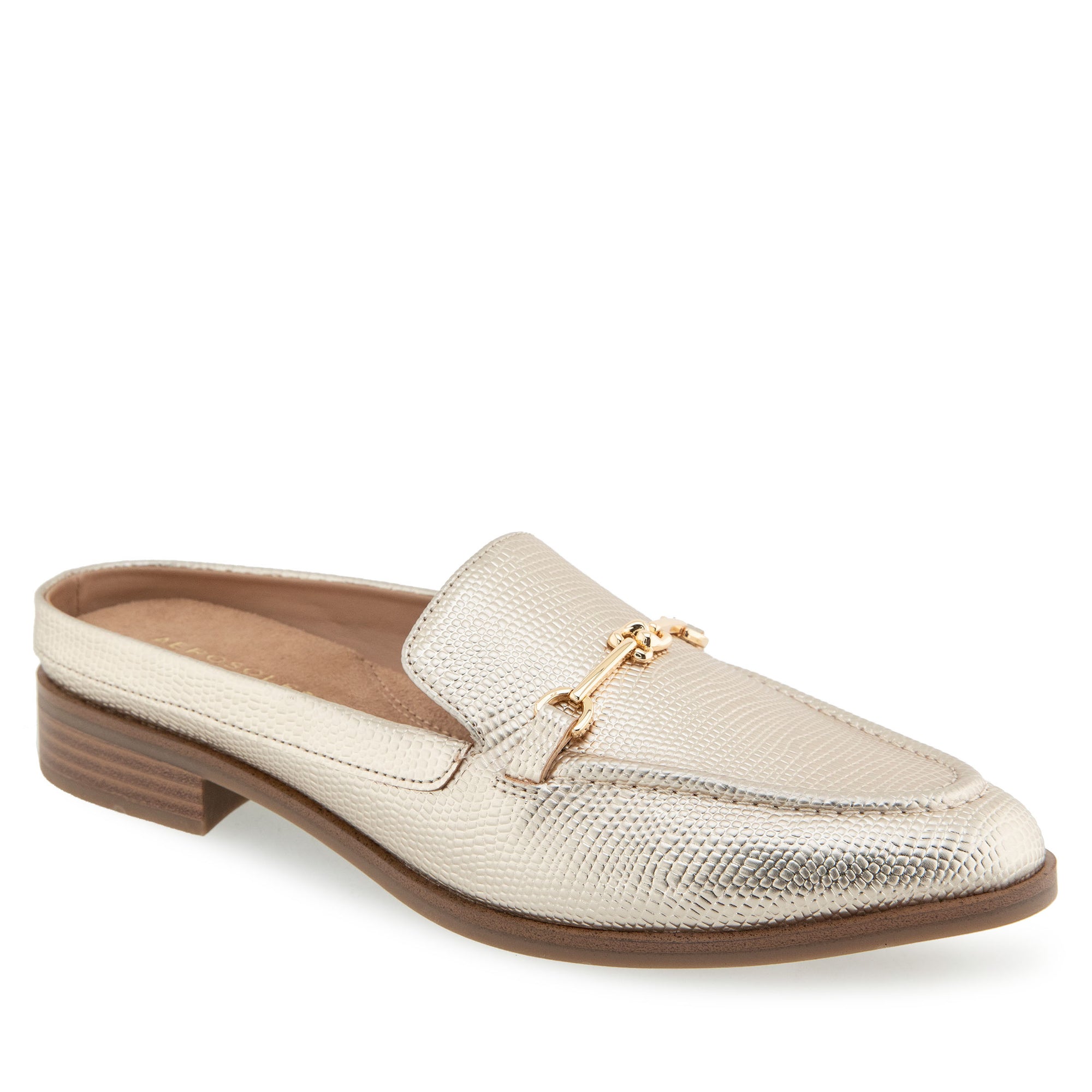 Erik Tailored Mule | Gold Metallic Lizard Embossed