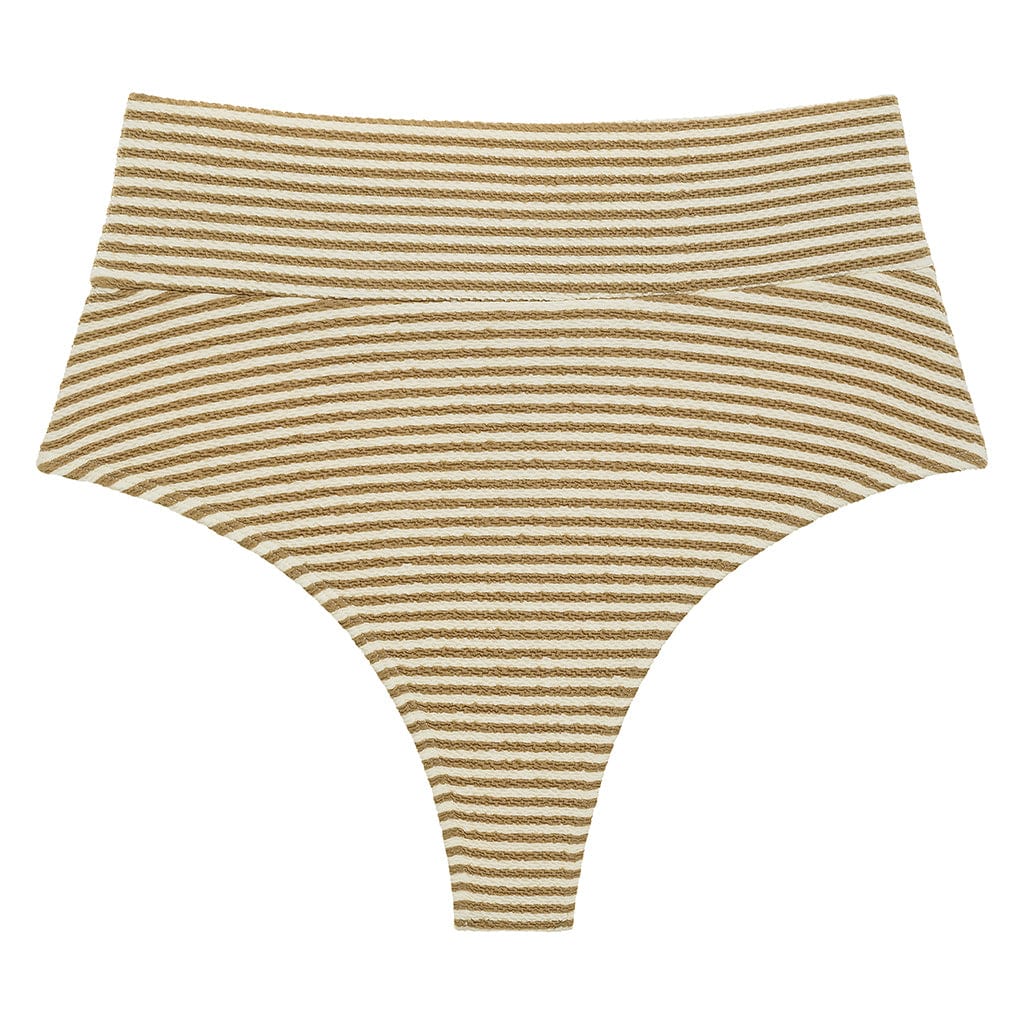 Added Coverage High Rise Bikini Bottom | Neutral Stripe