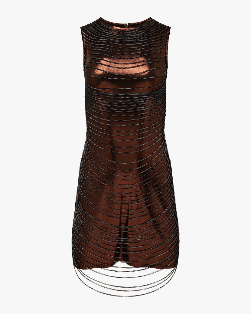 Chain Muscle Mini Dress | Dark Brown