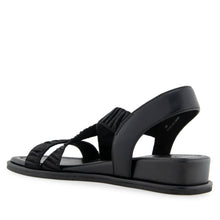 Bora Sandal Wedge | Black Rouched Elastic Fabric