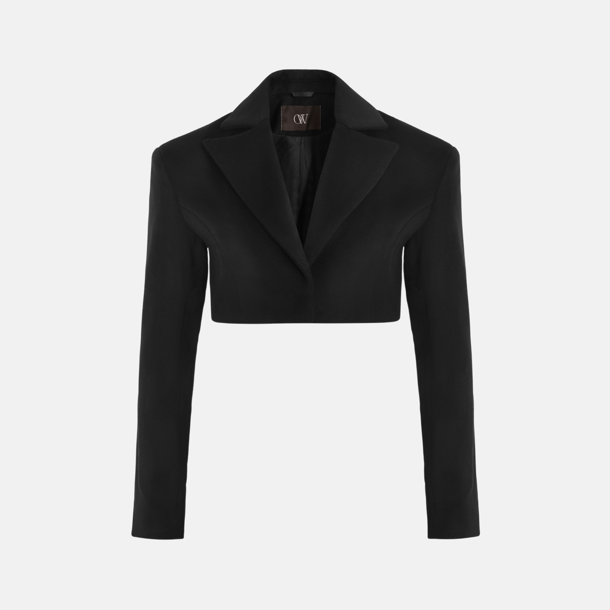 OW Collection NOVA Crop Wool Blazer Blazer 121 - Black