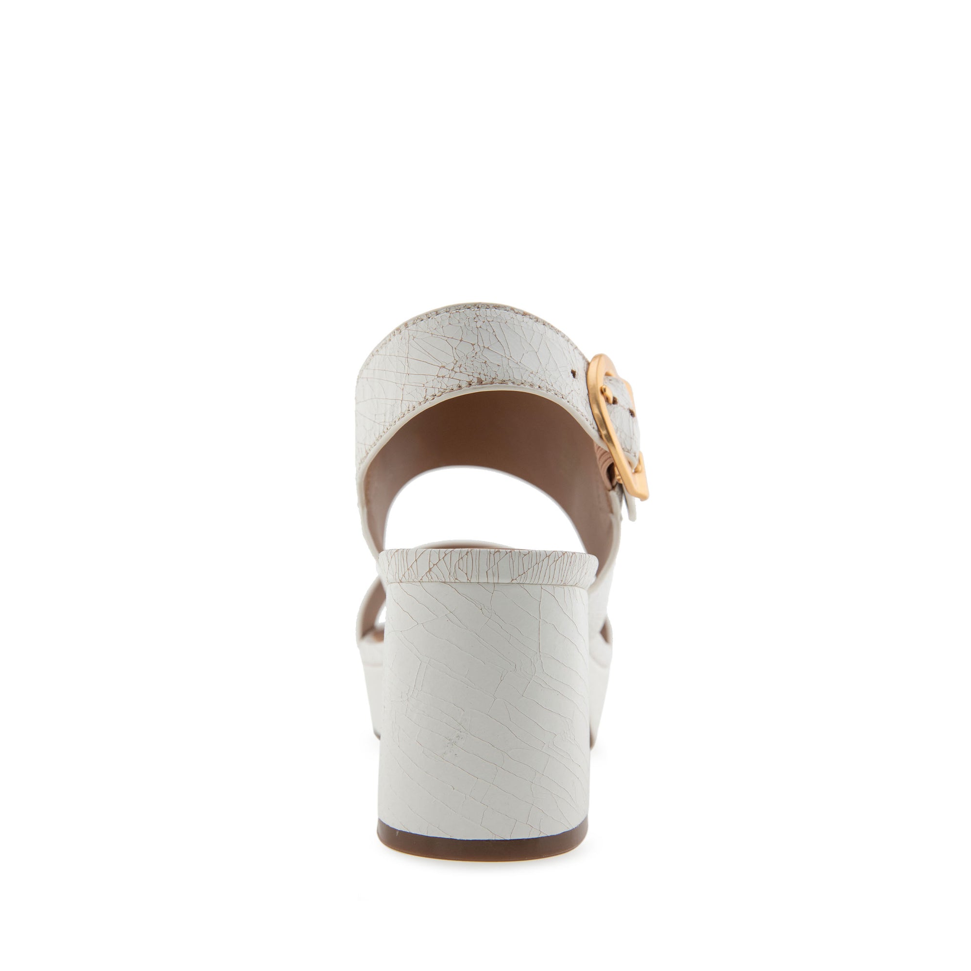 Camera Sandal Platform | White Crackled Leather