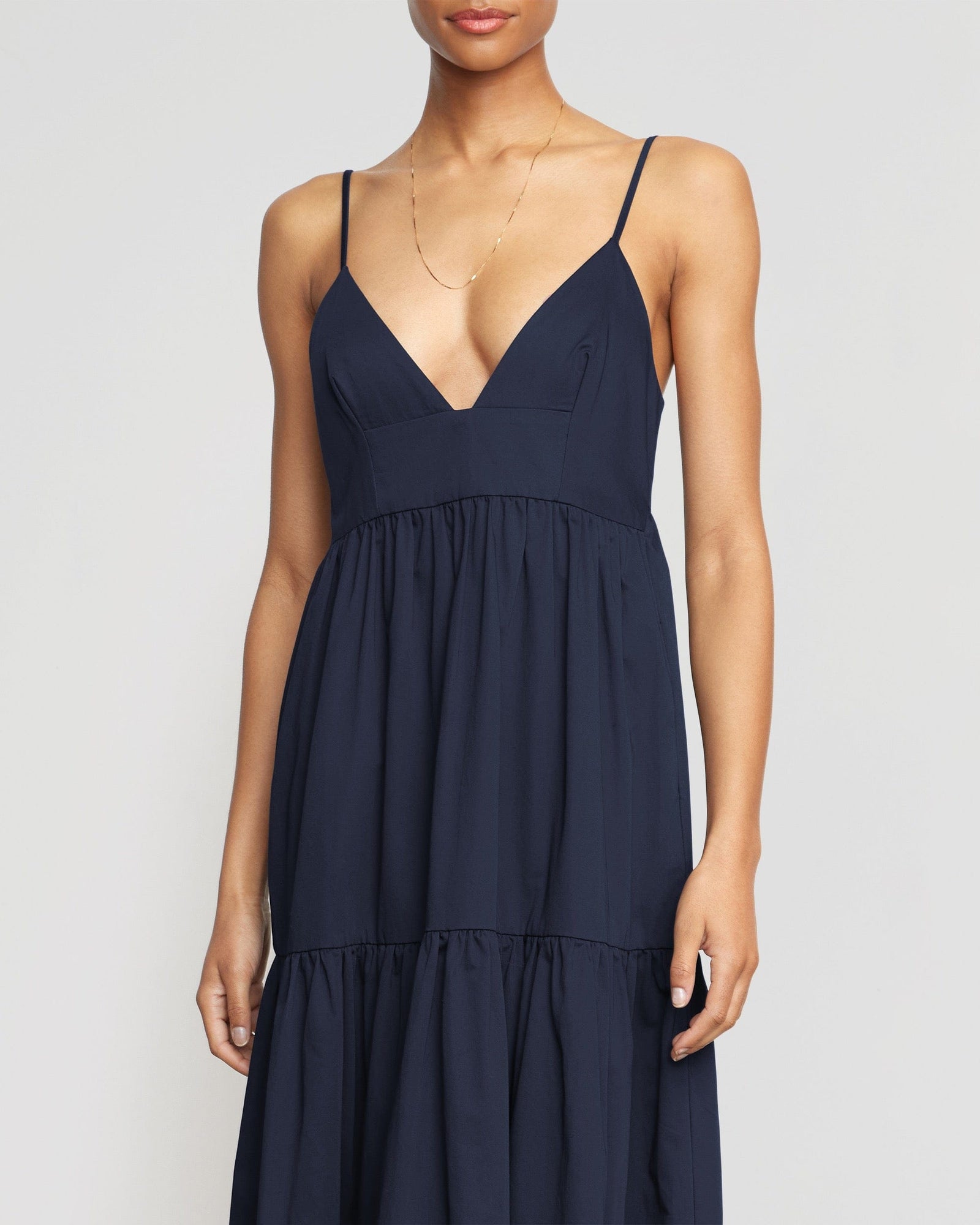 Simone | Orchid Sweetheart-Neck Tiered Cotton Maxi Dress in Size Small