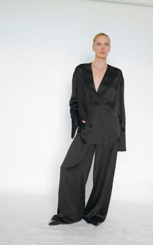 Fluid Palazzo Pant | Black Viscose