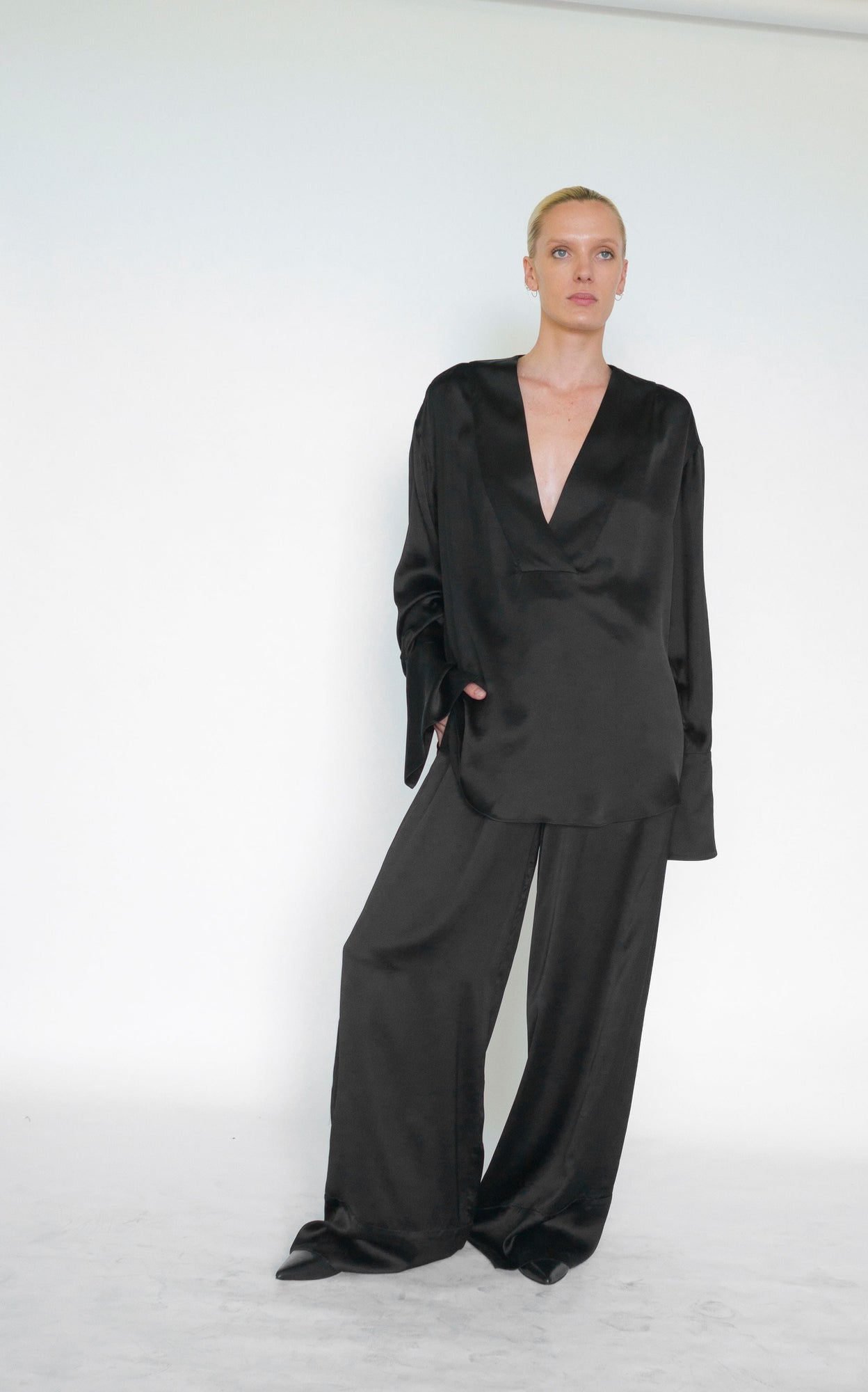 Fluid Palazzo Pant | Black Viscose