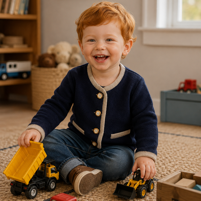 Kids | Salzburg Cardigan | Navy / Taupe