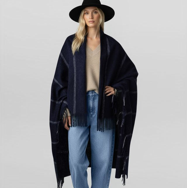 Notting Hill Wrap | Navy/Ivory