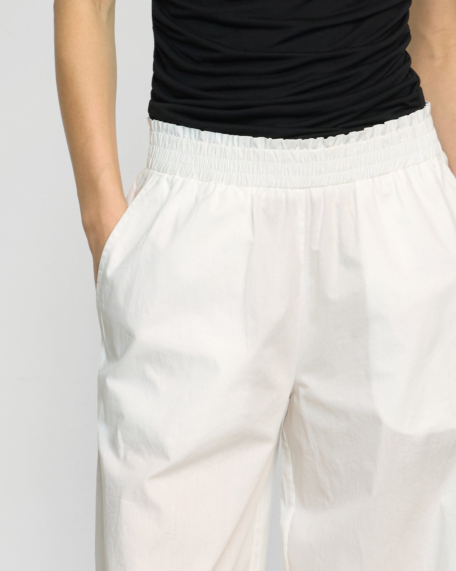 Renee | Paula Smocked-Waist Organic Cotton Pant in Size Small