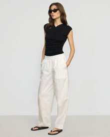 Renee | Paula Smocked-Waist Organic Cotton Pant in Size Small
